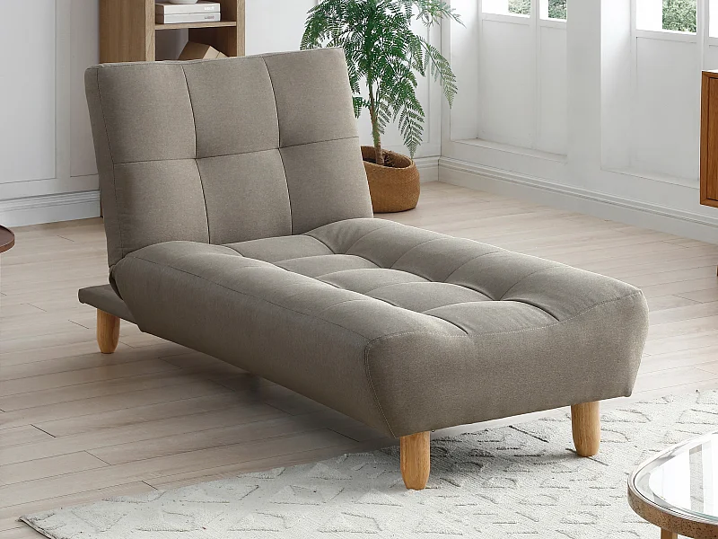 Chaise-longue clic-clac tecido taupe - ESTEBAN