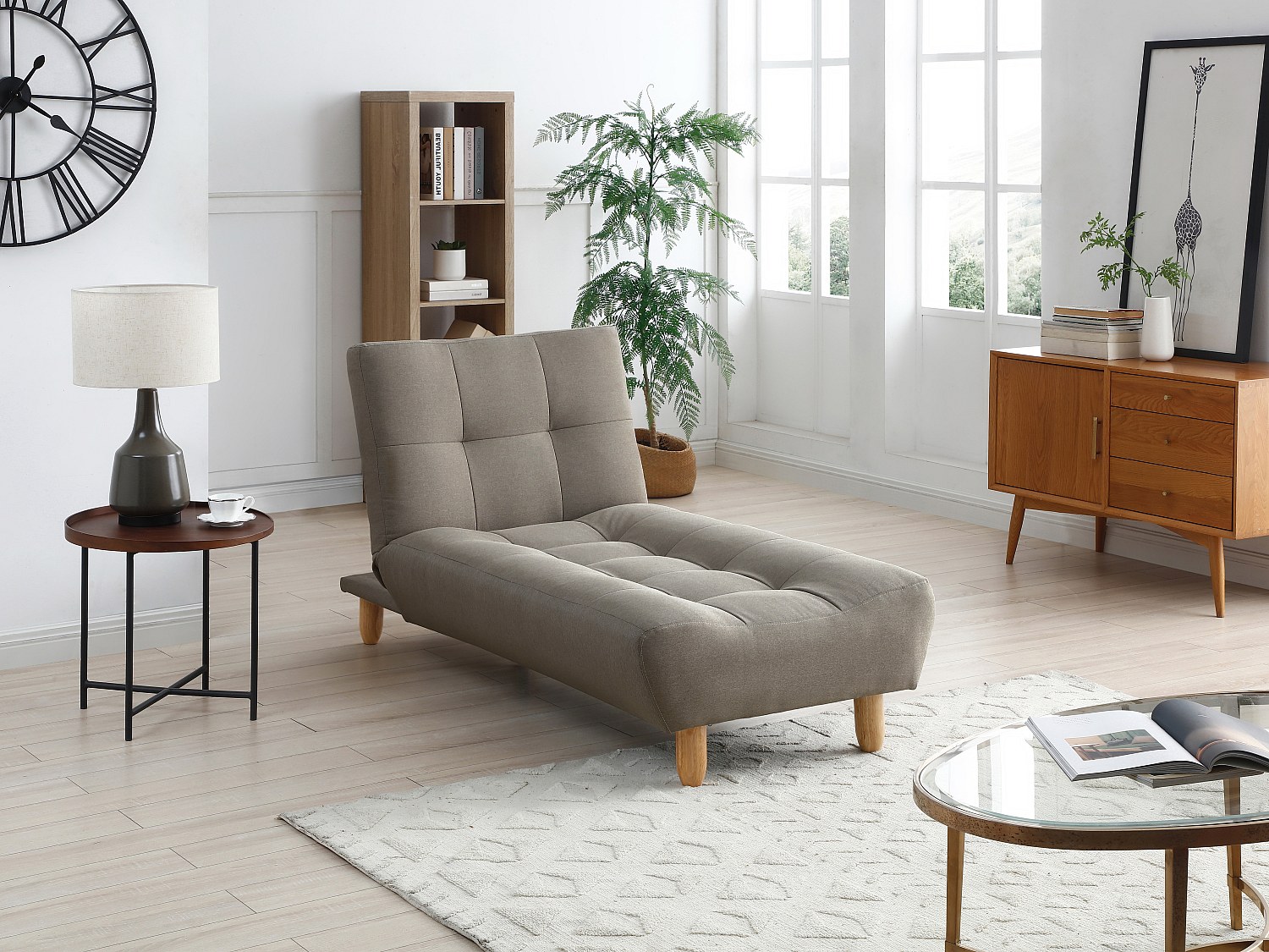 Vente-unique Recamiere Ausklappbar - Stoff - Taupe - Esteban