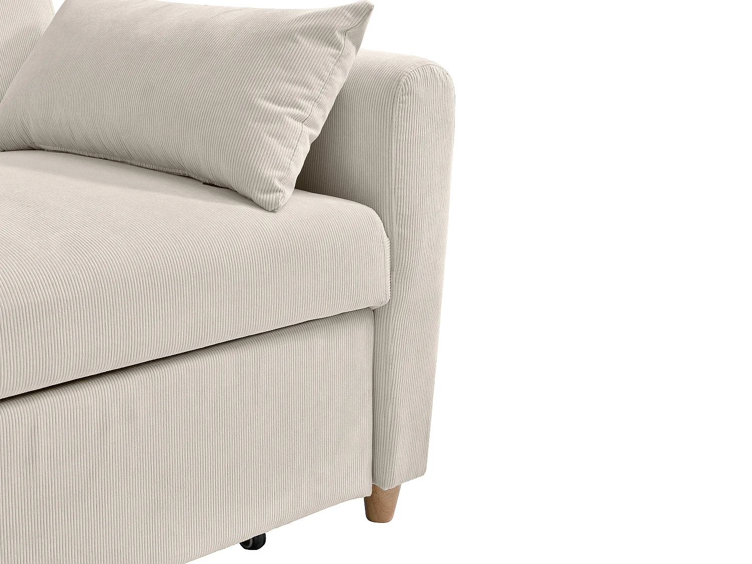 Canapé 2 places convertible en velours côtelé beige AYLA