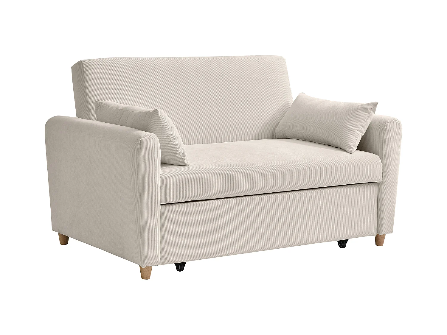 Sofa 2-Sitzer mit Schlaffunktion - Cord - Beige - AYLA