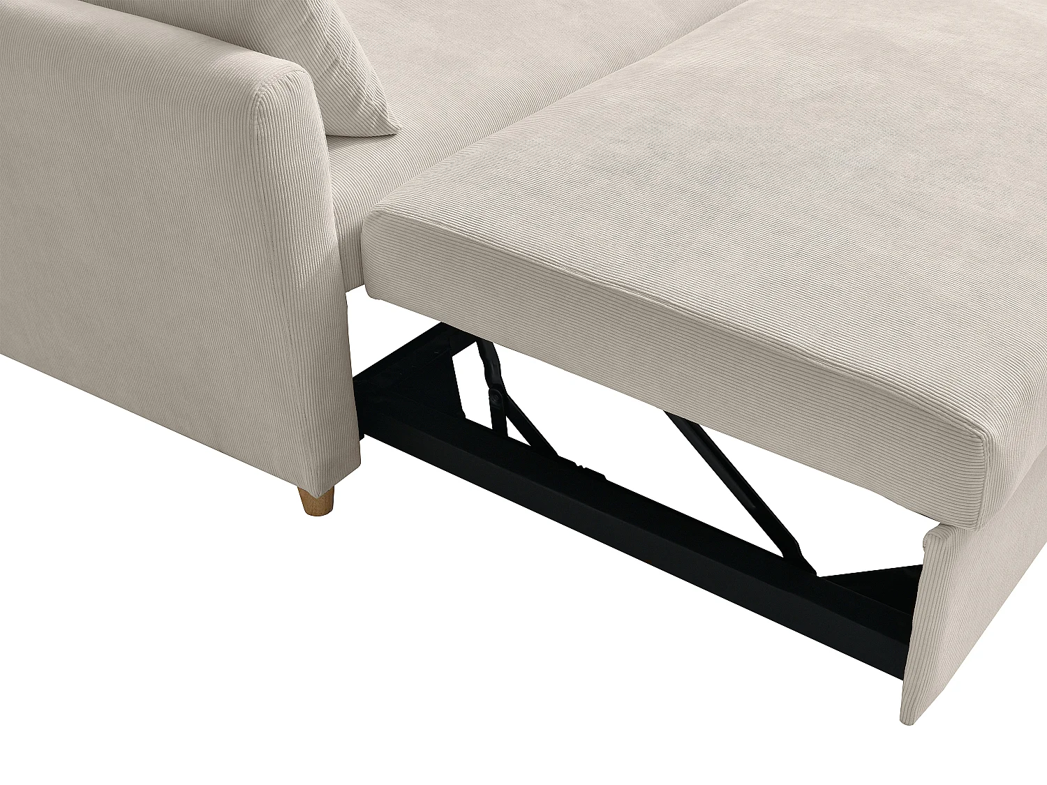 Canapé 2 places convertible en velours côtelé beige AYLA