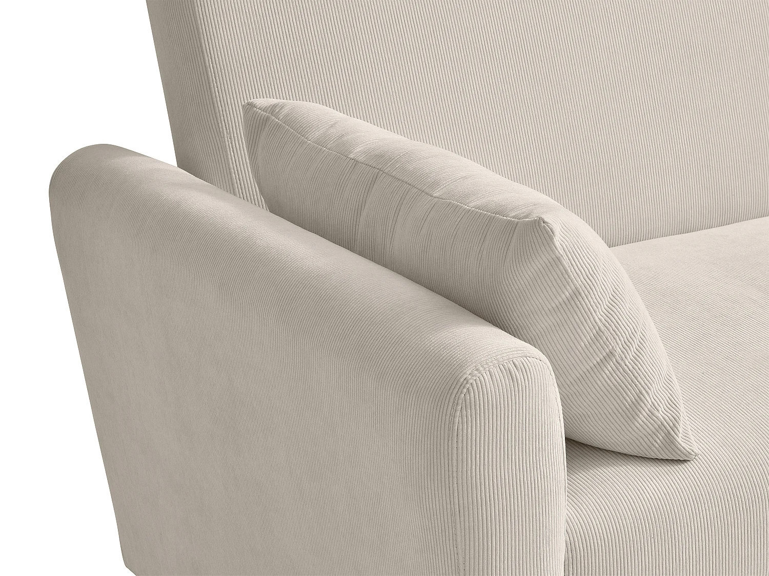 Canapé 2 places convertible en velours côtelé beige AYLA