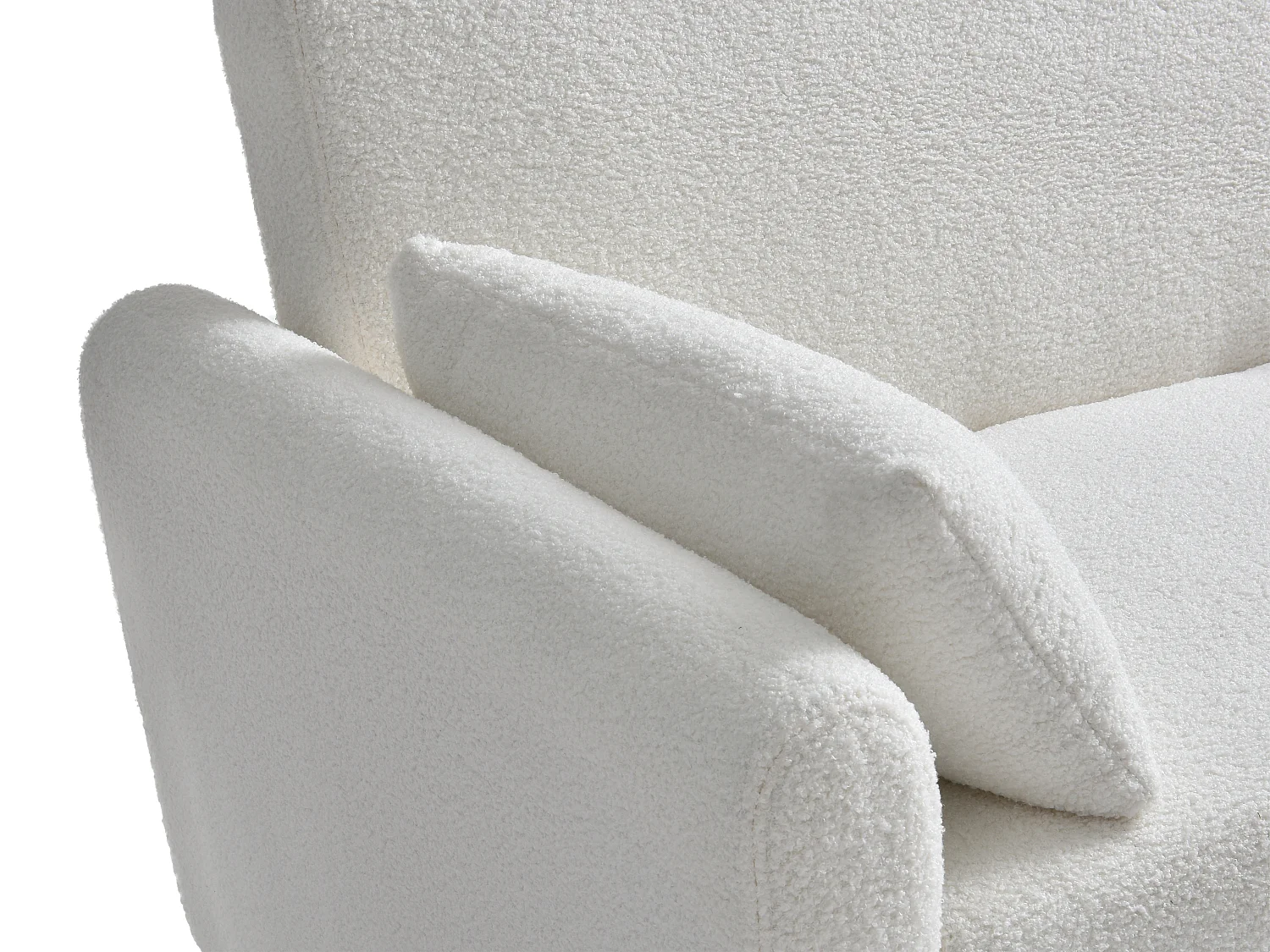 Canapé 2 places convertible en tissu bouclette blanc AYLA