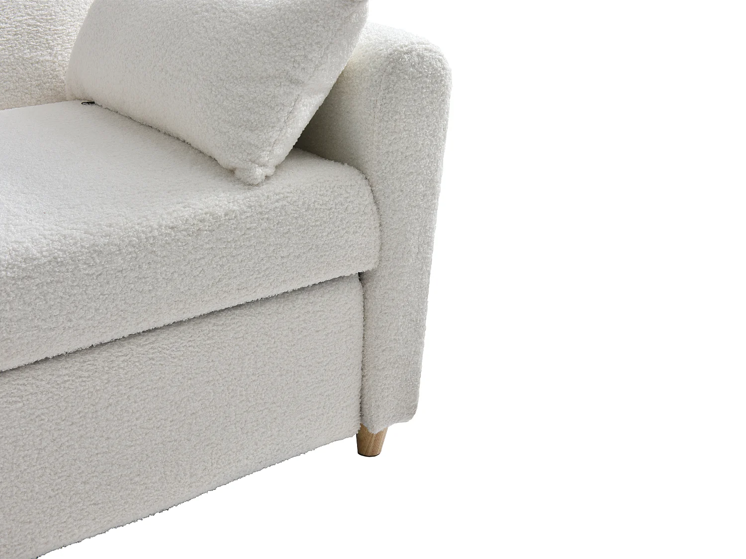 Canapé 2 places convertible en tissu bouclette blanc AYLA