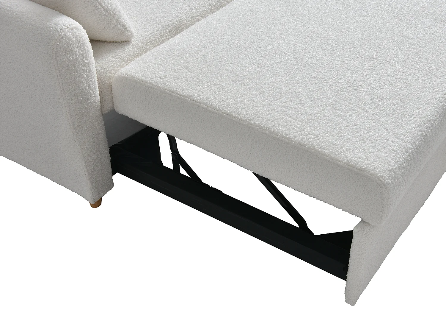 Canapé 2 places convertible en tissu bouclette blanc AYLA