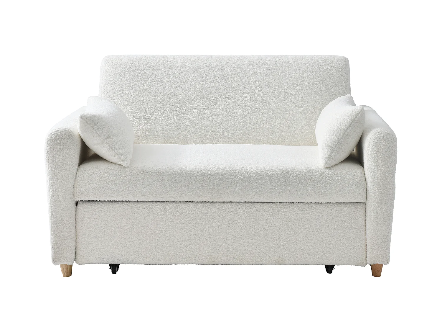 Sofa 2-Sitzer mit Schlaffunktion - Bouclé-Stoff - Weiß - AYLA