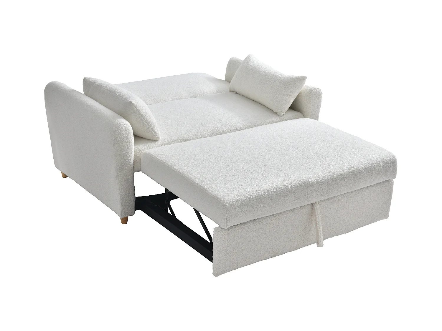 Sofa 2-Sitzer mit Schlaffunktion - Bouclé-Stoff - Weiß - AYLA
