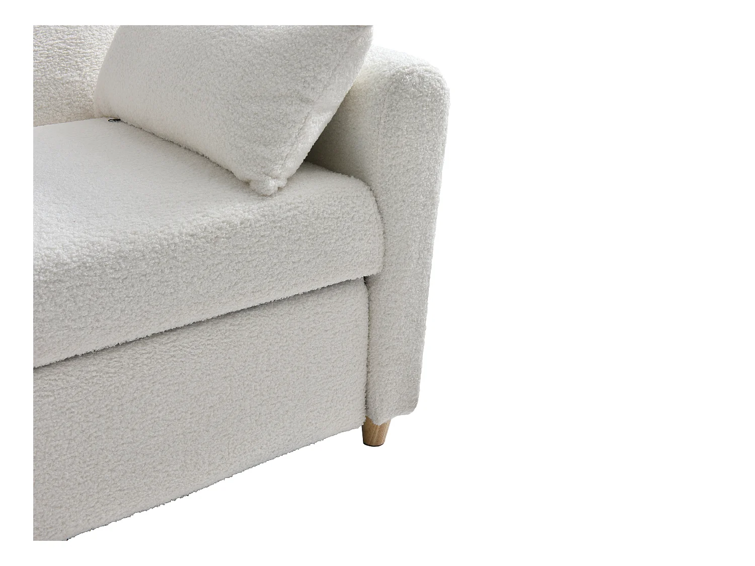Sofa 2-Sitzer mit Schlaffunktion - Bouclé-Stoff - Weiß - AYLA