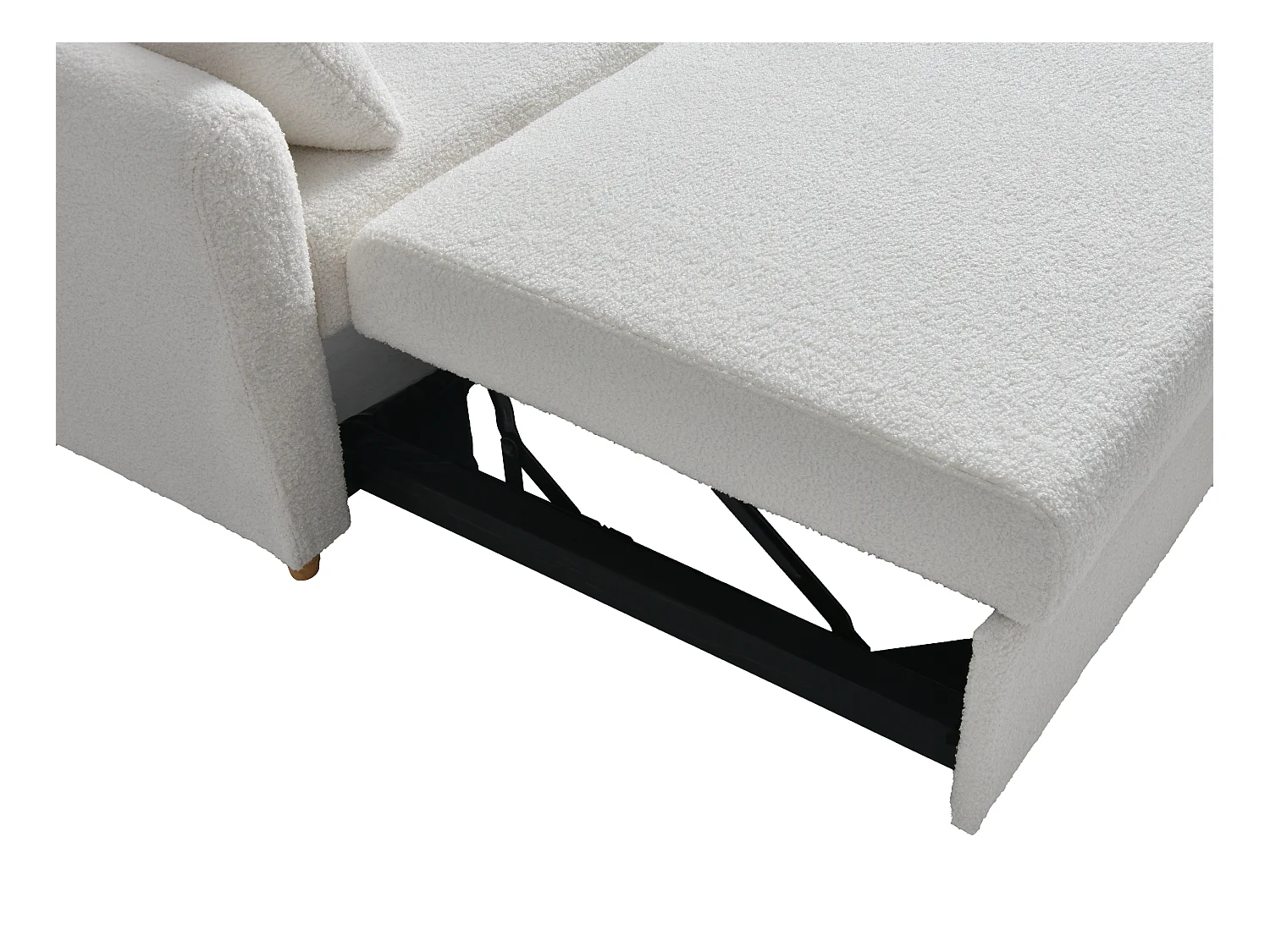 Sofa 2-Sitzer mit Schlaffunktion - Bouclé-Stoff - Weiß - AYLA