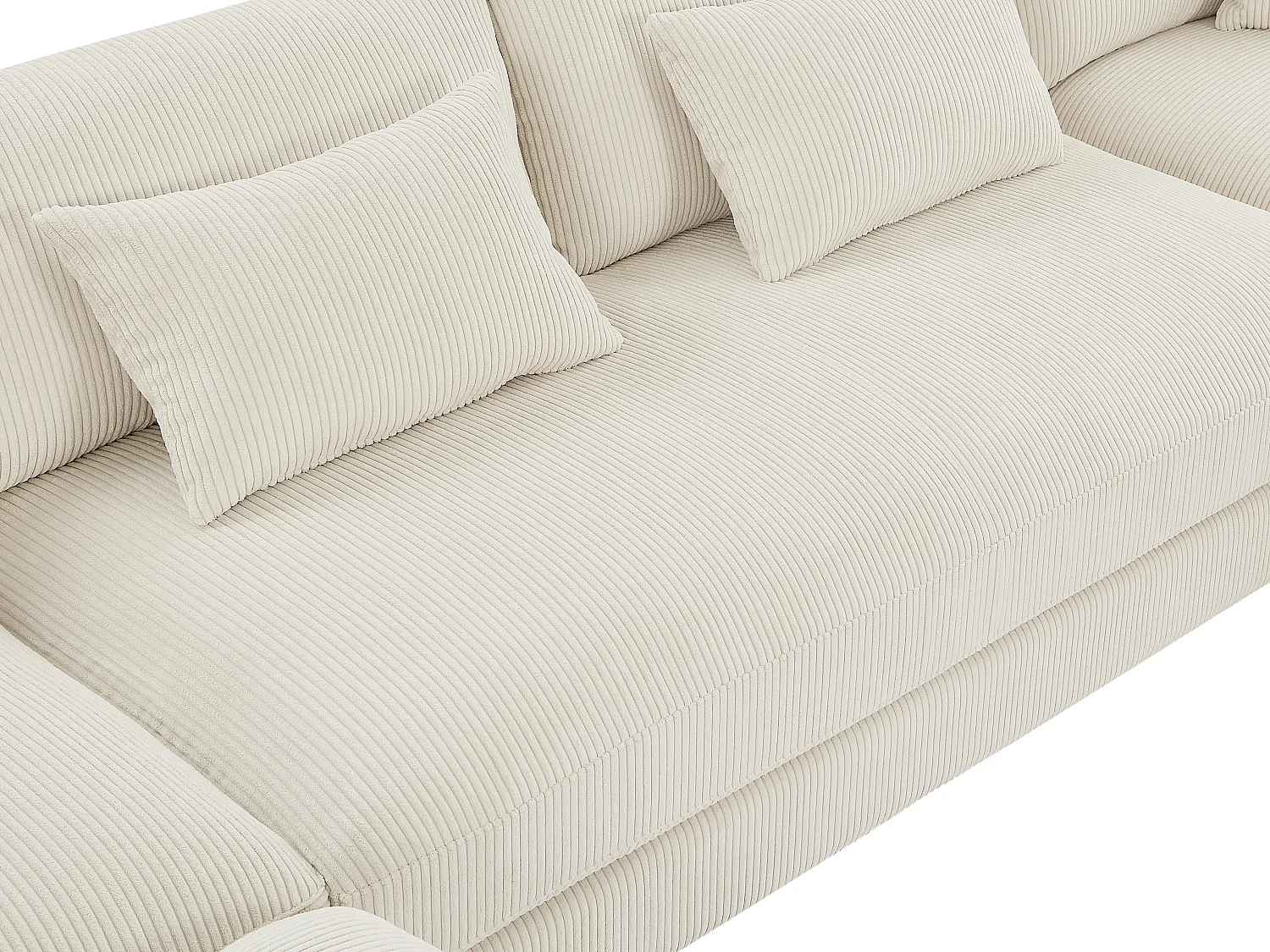 XXL-hoekbank met hoek links van beige ribfluweel SPERONE