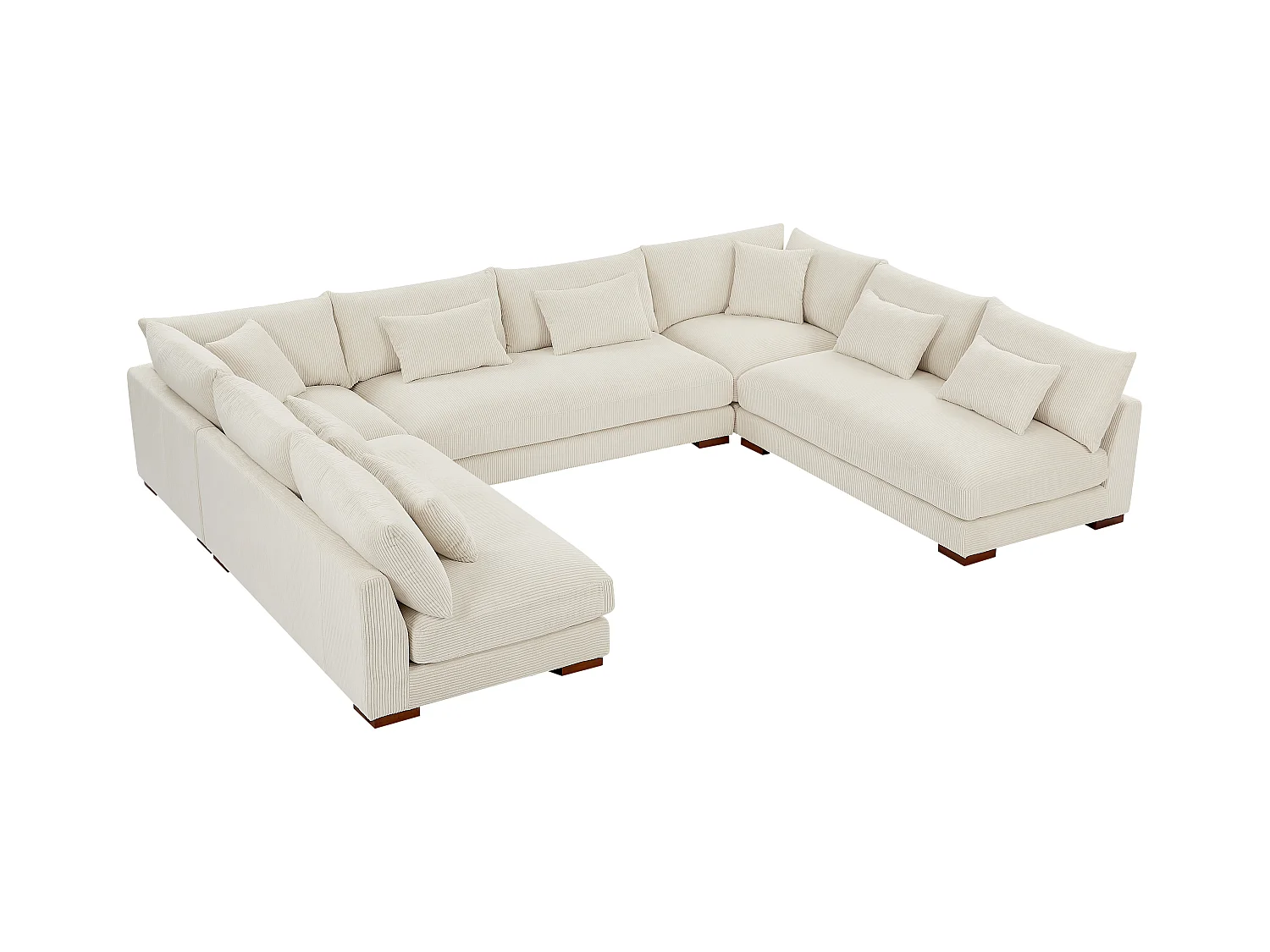 Grande sofá de canto panorâmico veludo canelado bege - SPERONE