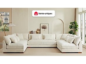 Stor u-formad soffa beige manchester SPERONE