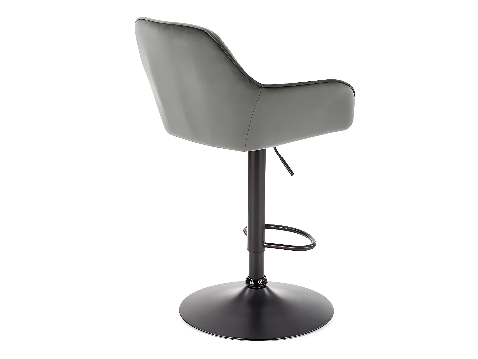 Tabouret pouf ottomane repose-pieds rond en velour gris foncé et métal