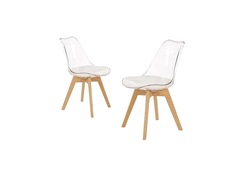 Lot de 2 chaises design - Hêtre/Transparent