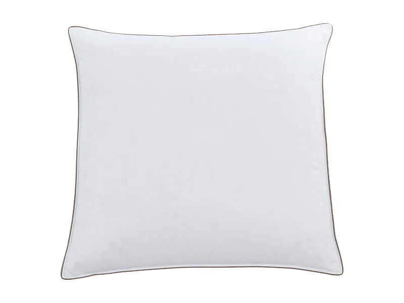 Guanciale antiacaro rivest. Percalle 93 fili/cm² 65x65 piuma piumino Bianco profilo Tortora - FEATH di PALACIO