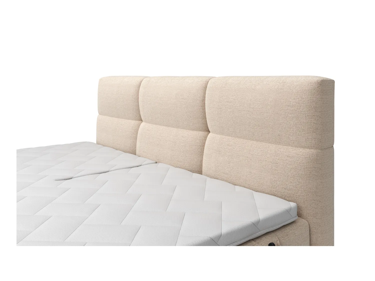 Ensemble complet boxspring tête de lit capitonnée + sommiers relaxation électrique + matelas + surmatelas - 2 x 80 x 200 cm - Tissu - Beige  - LODI de PALACIO