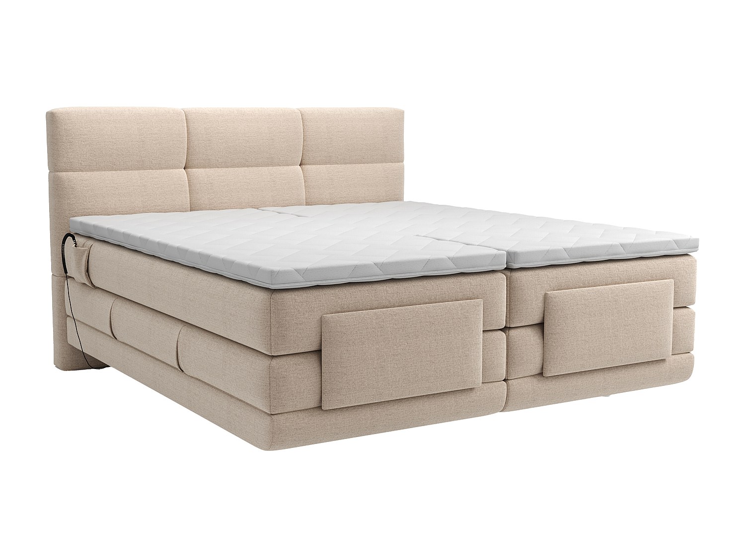 Boxspringbett mit gestepptem Kopfteil + elektrischem Untergestell mit Relax günstig online kaufen