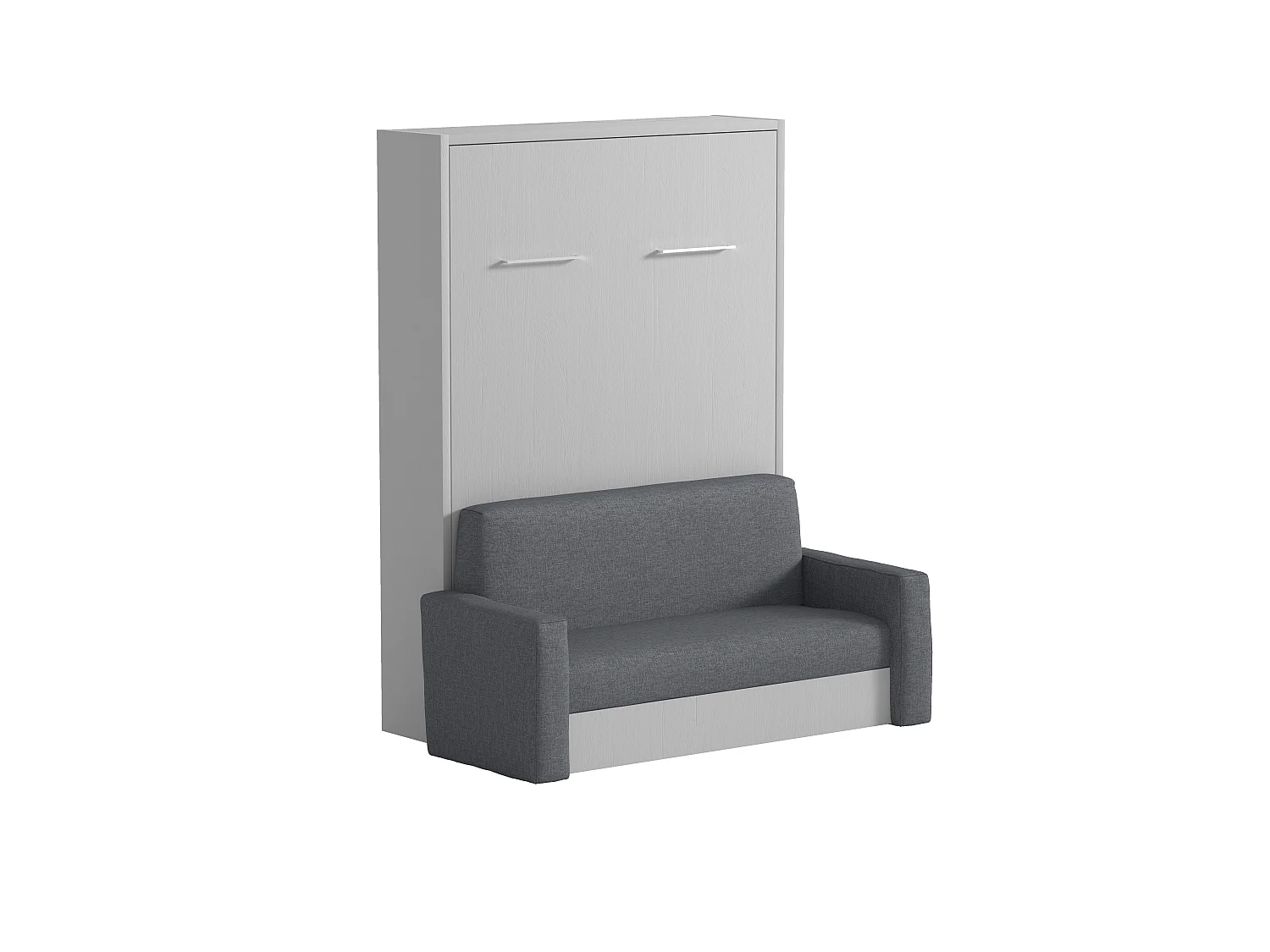 Letto a scomparsa con divano apertura verticale manuale 140 x 200 cm Bianco e Grigio + Materasso - VACIALA II