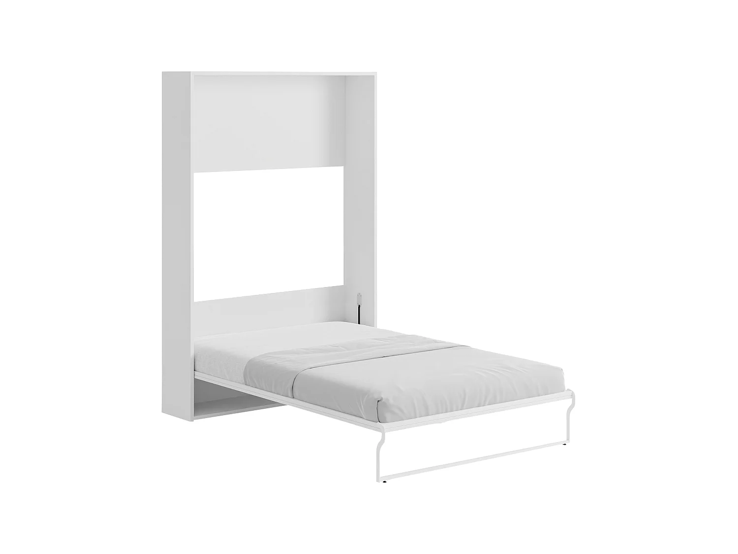 Lit escamotable 140 x 200 cm - Ouverture verticale manuelle - Blanc + matelas - MALINA II
