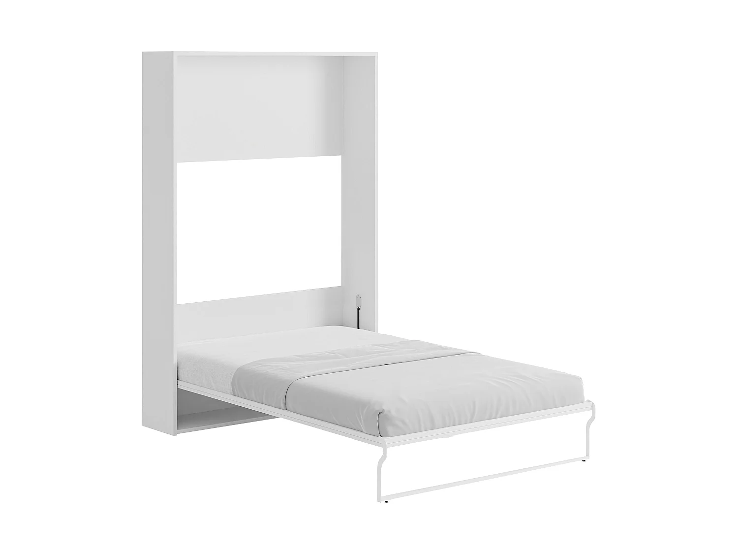 Lit escamotable 140 x 200 cm - Ouverture verticale manuelle - Blanc + matelas - MALINA II