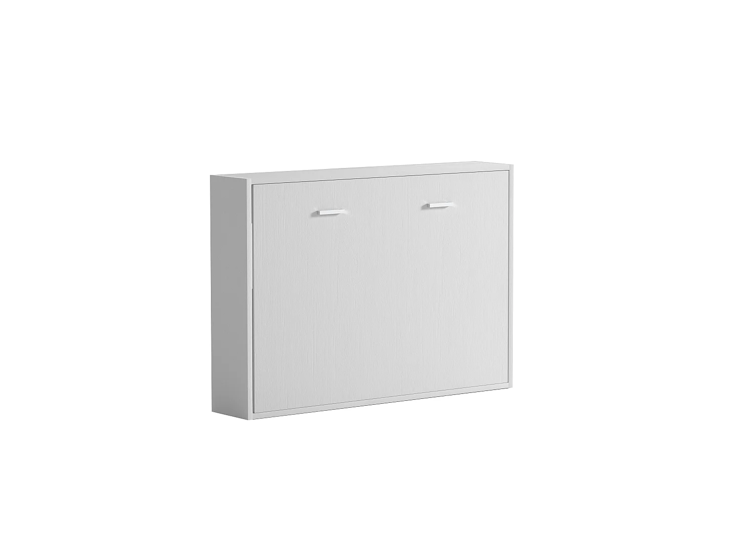 Opklapbaar bed 140 x 200 cm - Handmatige horizontale opening - Wit + matras MALINA II