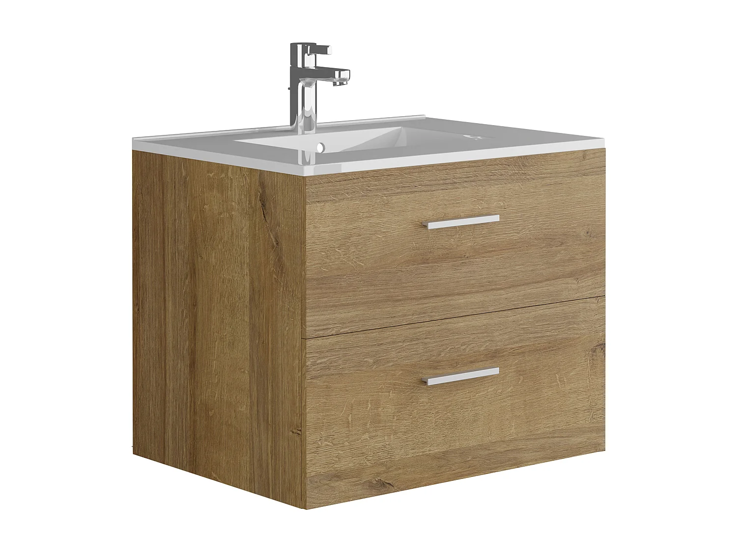 Meuble de salle de bain suspendu avec simple vasque - Coloris naturel clair - 60 cm - KAYLA