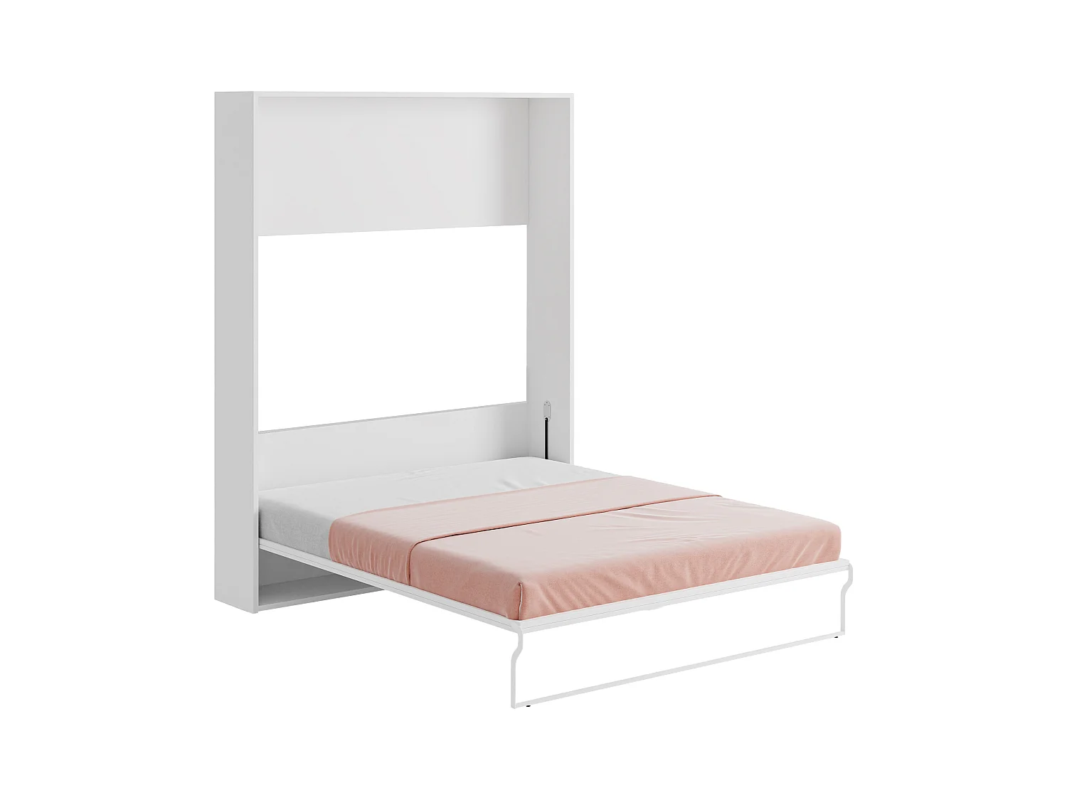 Lit escamotable 160 x 200 cm - Ouverture verticale manuelle - Blanc et gris + Matelas - MALINA  II