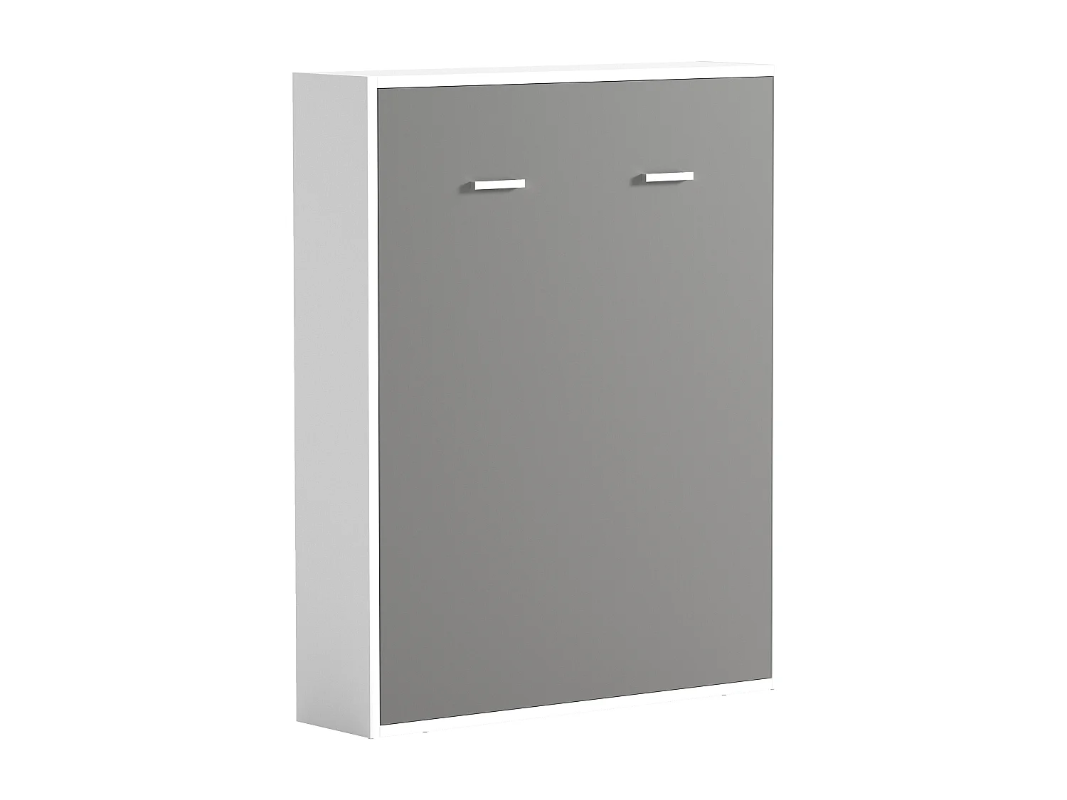 Lit escamotable 160 x 200 cm - Ouverture verticale manuelle - Blanc et gris + Matelas - MALINA  II