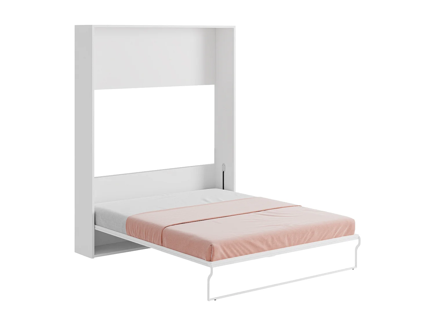 Lit escamotable 160 x 200 cm - Ouverture verticale manuelle - Blanc et gris + Matelas - MALINA  II