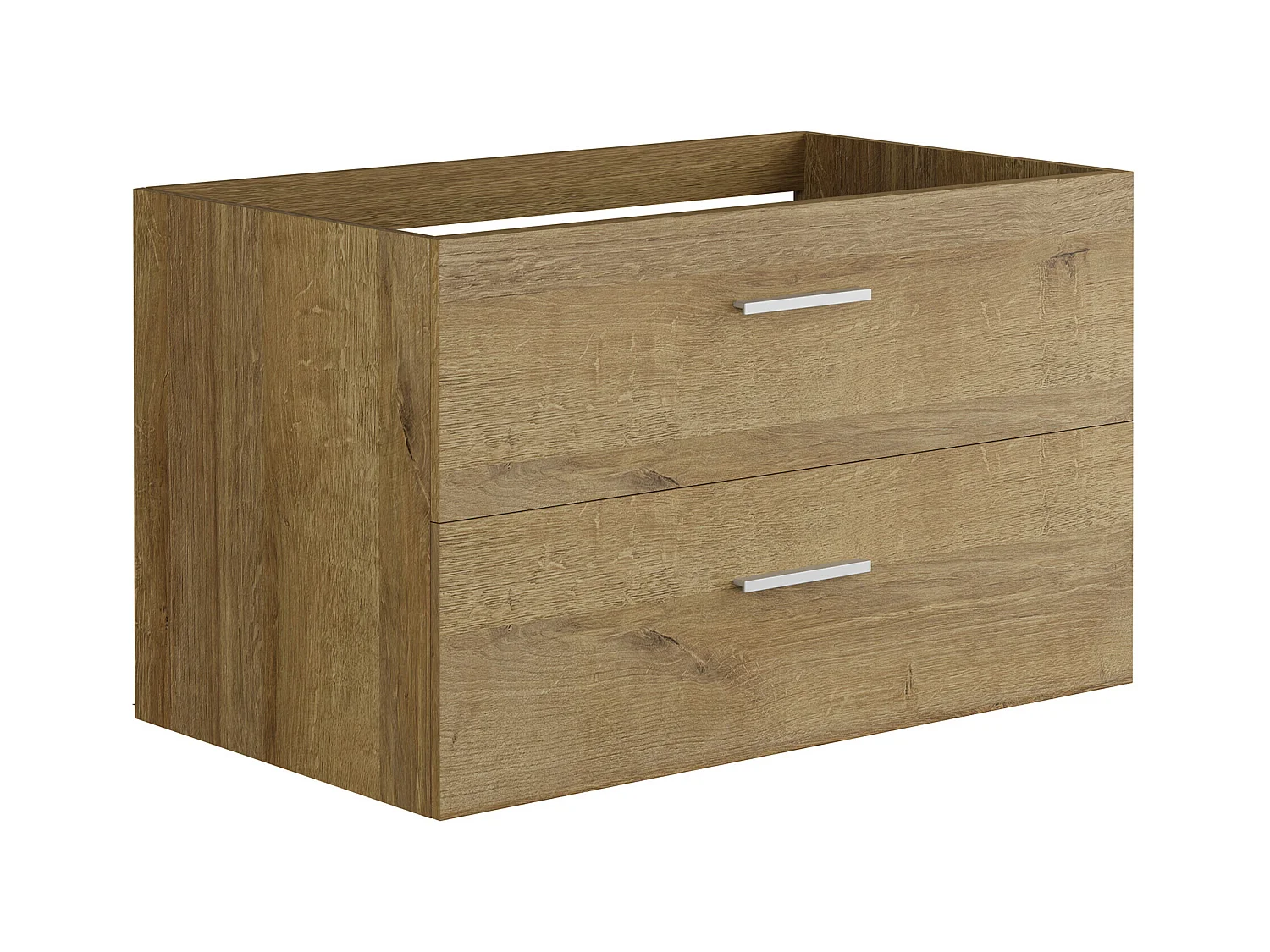 Mueble de baño flotante con lavabo y columna de almacenamiento - Color natural claro - 80 cm - KAYLA