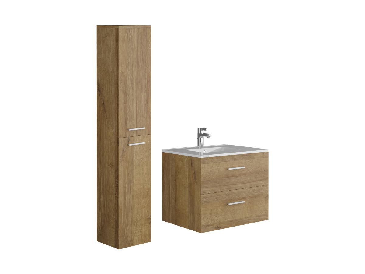 Waschbeckenunterschrank hängend mit Einzelwaschbecken + vertikalem Schrank günstig online kaufen