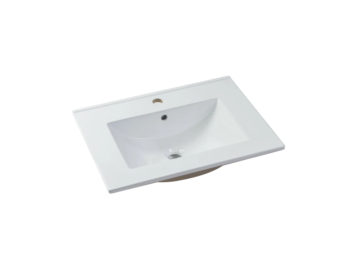 Móvel de casa de banho suspenso com lavatório simples e coluna de armazenamento cor clara natural 60 cm - KAYLA