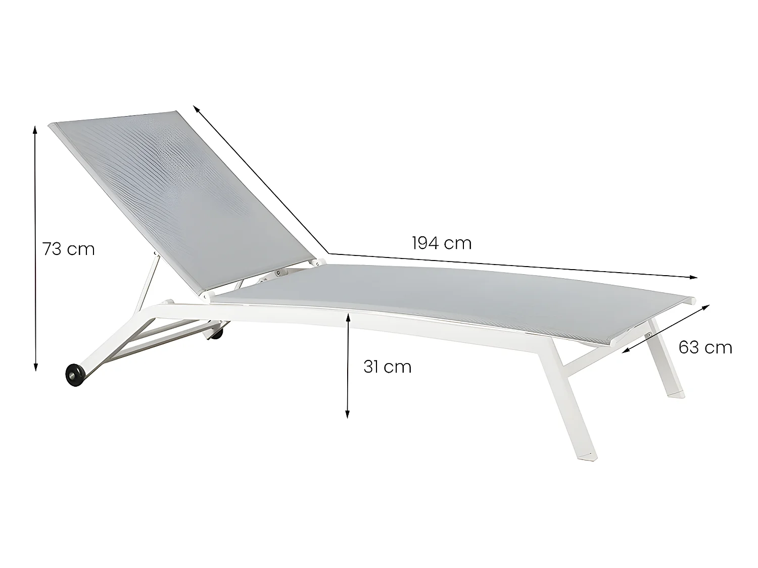 Estosa - Oasi witte tuinligstoel met wielen