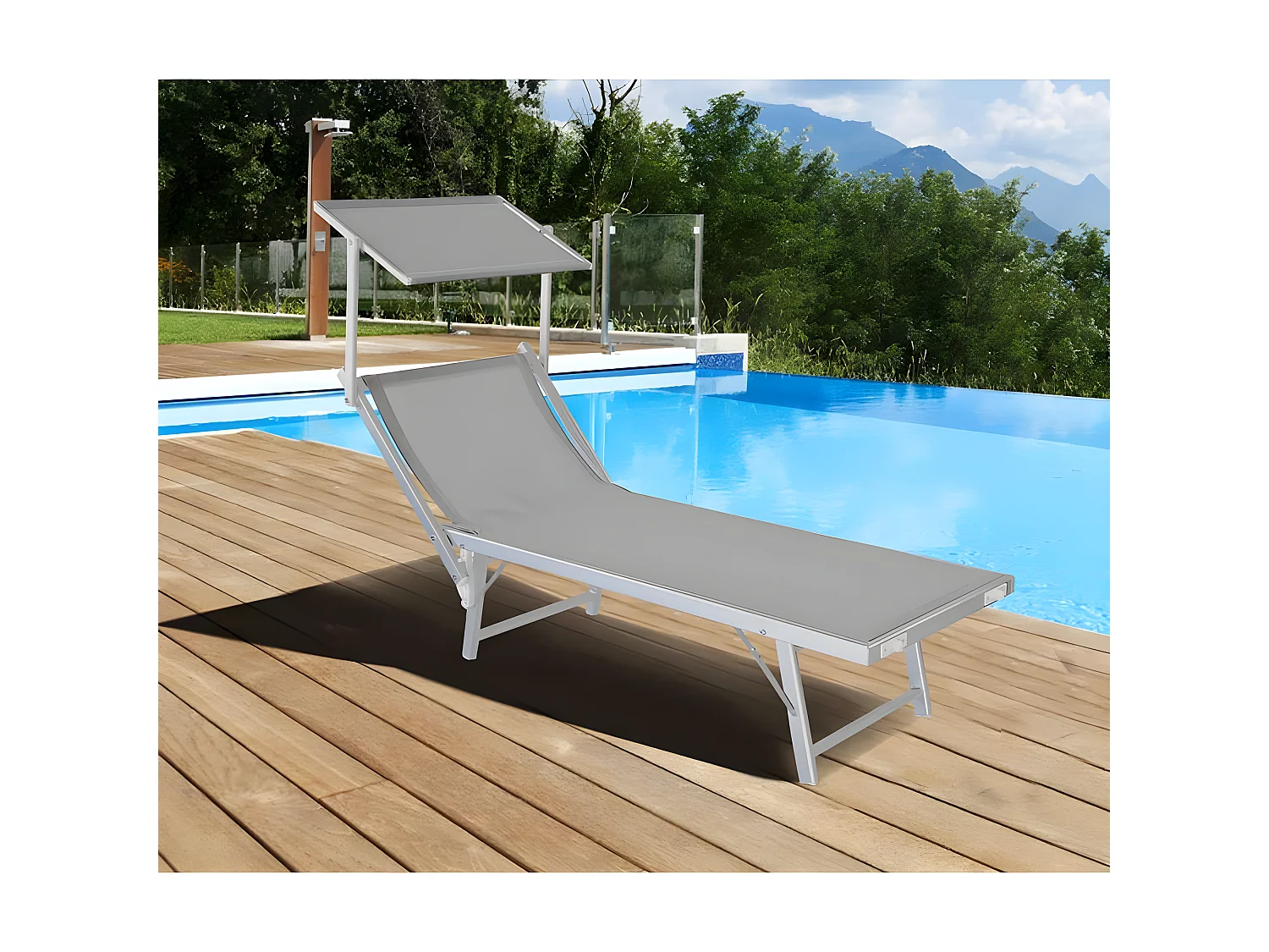 Estosa - Bain de soleil en aluminium et toile Bagnino grise