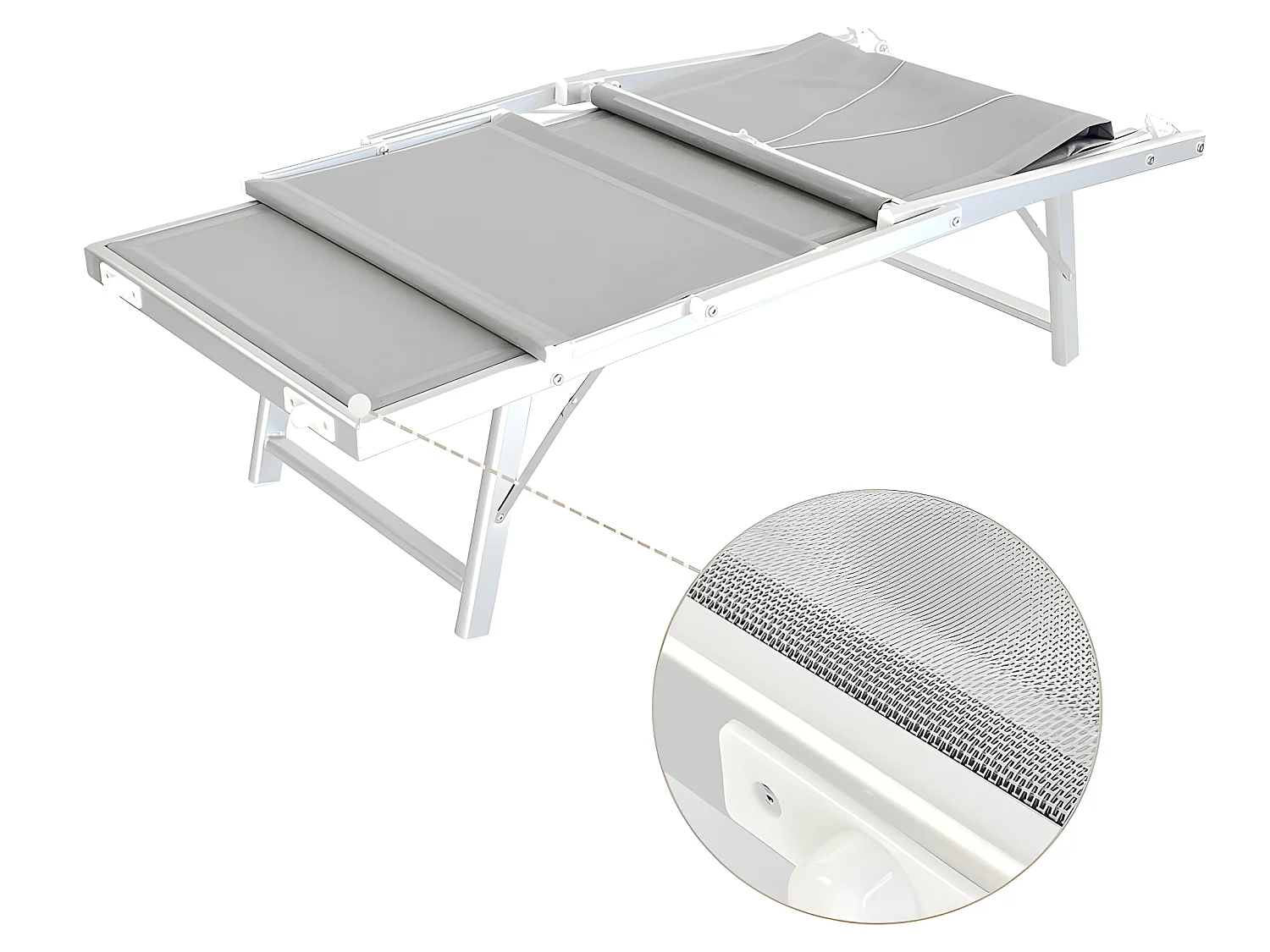 Estosa - Bain de soleil en aluminium et toile Bagnino grise