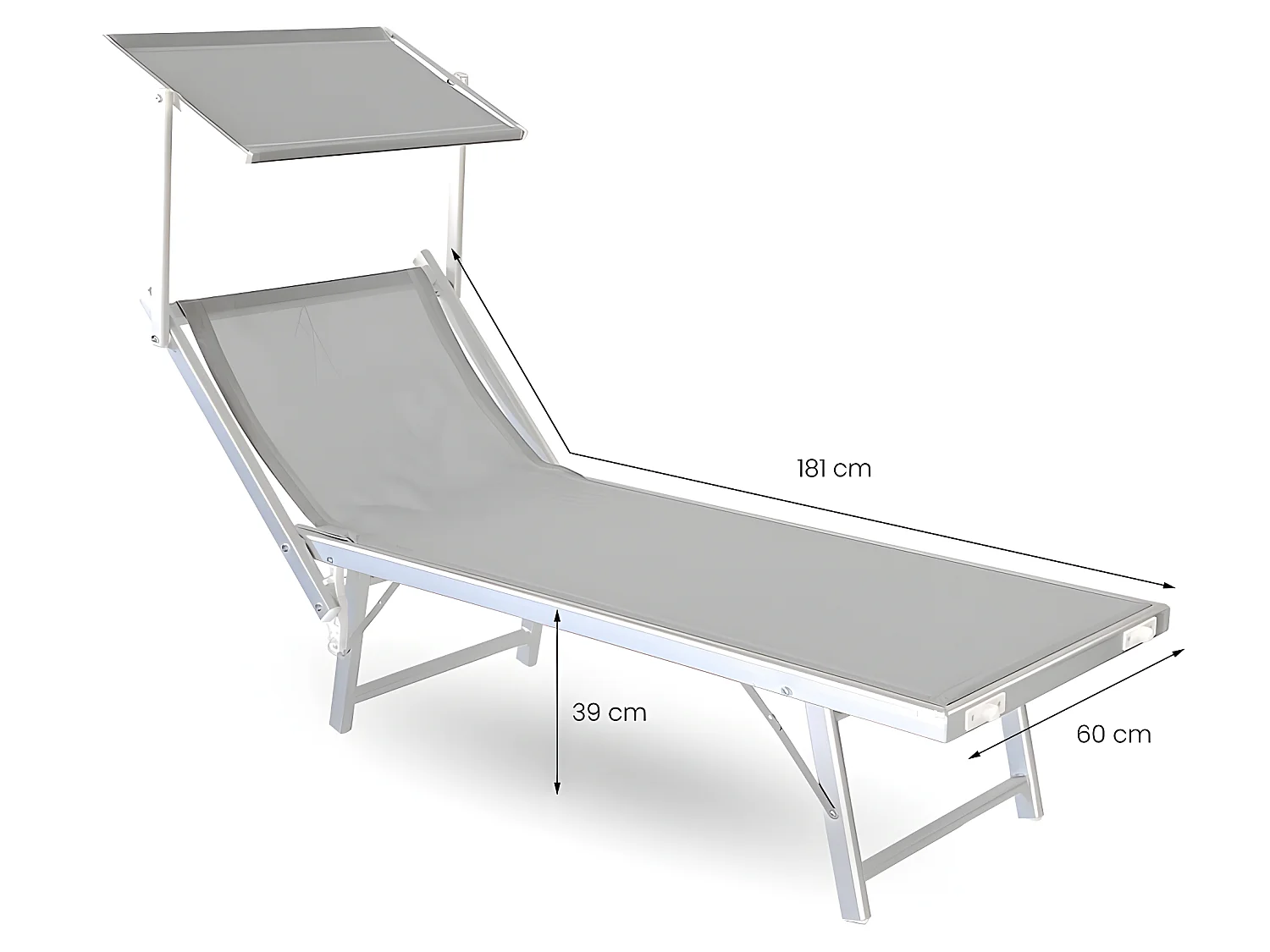 Estosa - Bain de soleil en aluminium et toile Bagnino grise