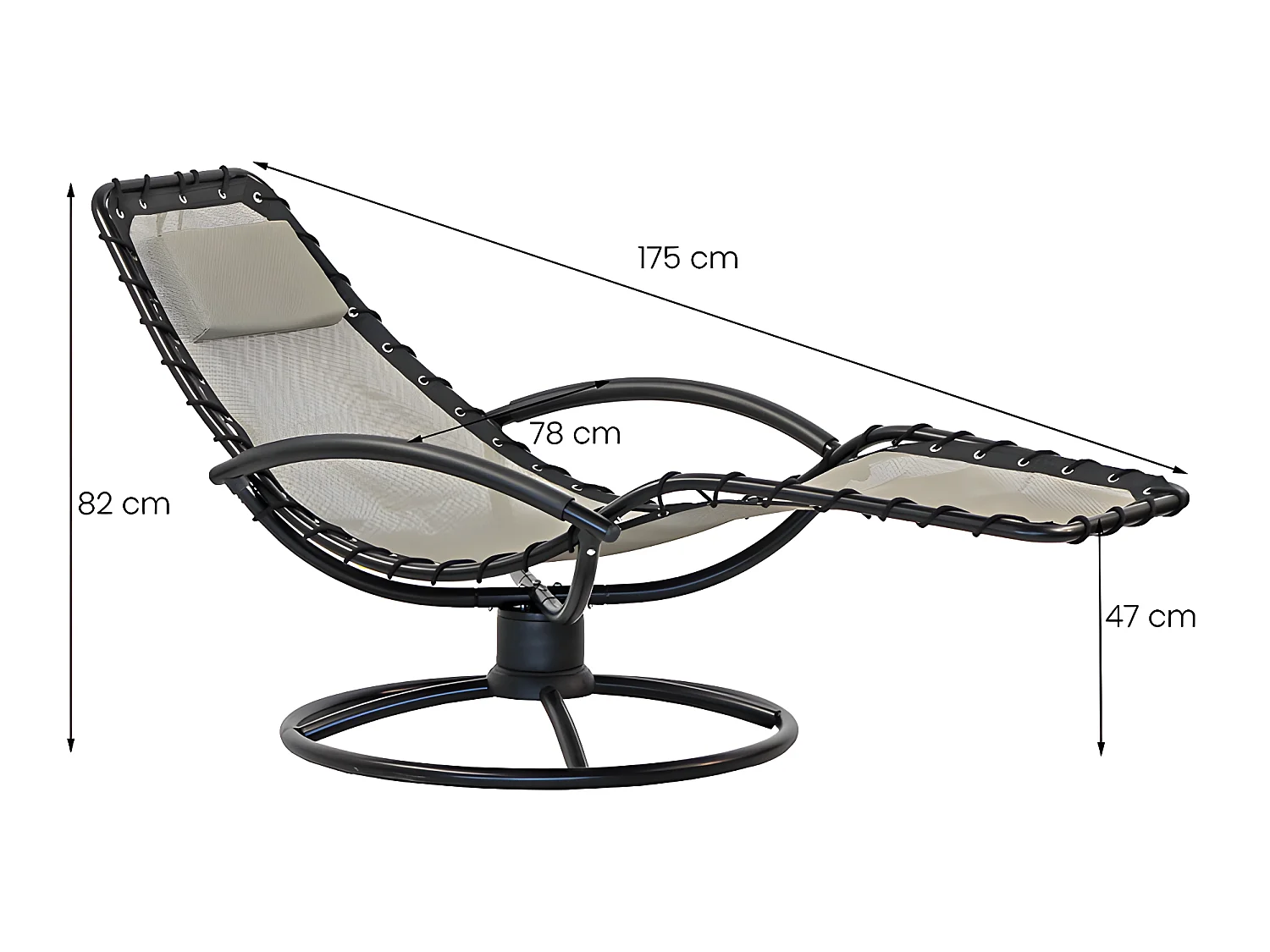 Estosa - Sdraio chaise longue da giardino ellittica twist ecrù