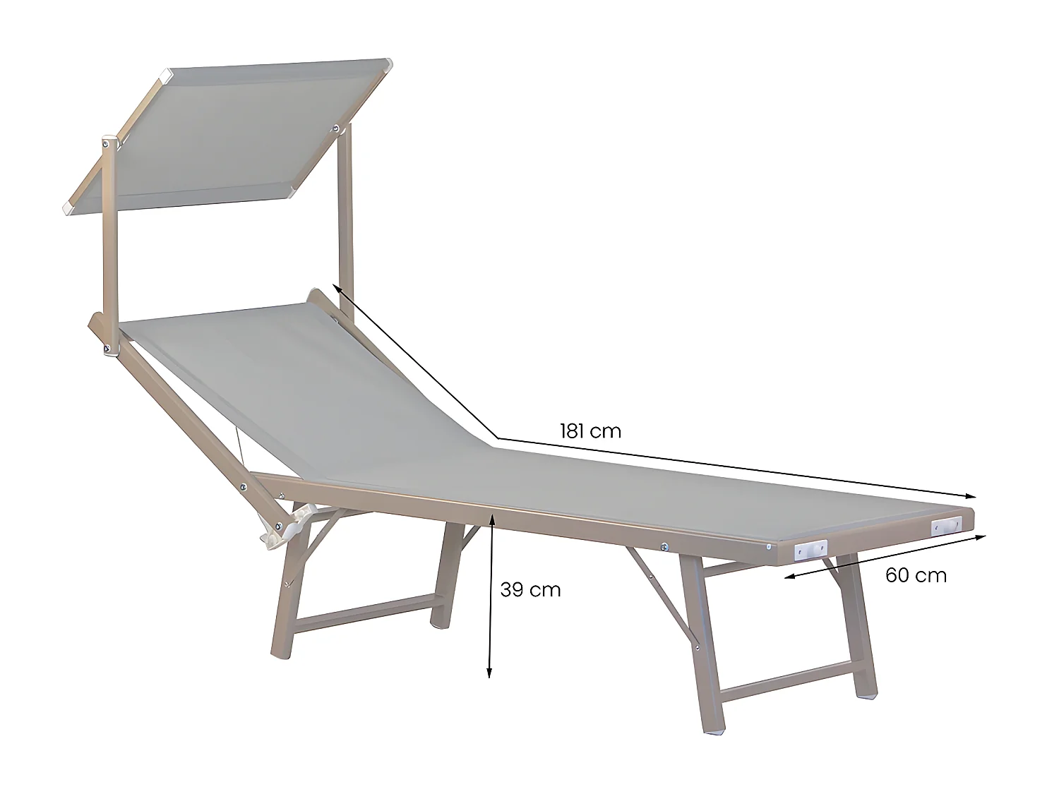 Estosa - Transat de plage en aluminium écru Lifeguard