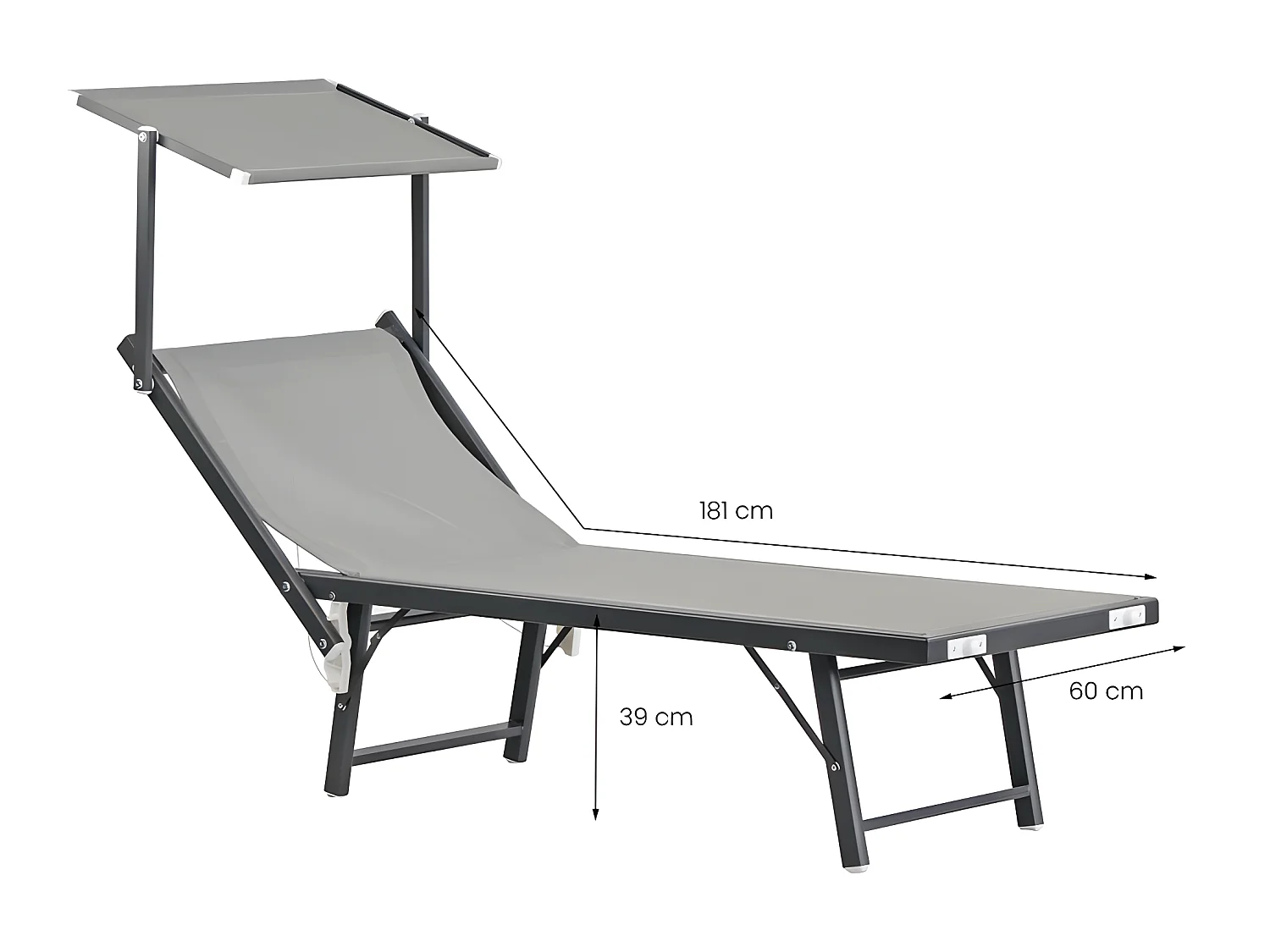 Estosa - Bain de soleil de jardin et de plage gris Bagnino