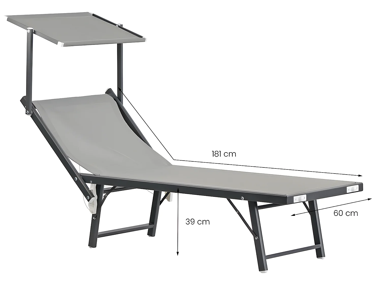 Estosa - Bain de soleil de jardin et de plage gris Bagnino