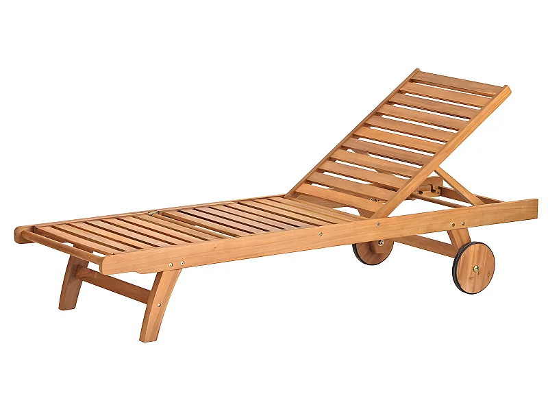 Estosa - Bain de soleil avec roulettes en bois Tropea