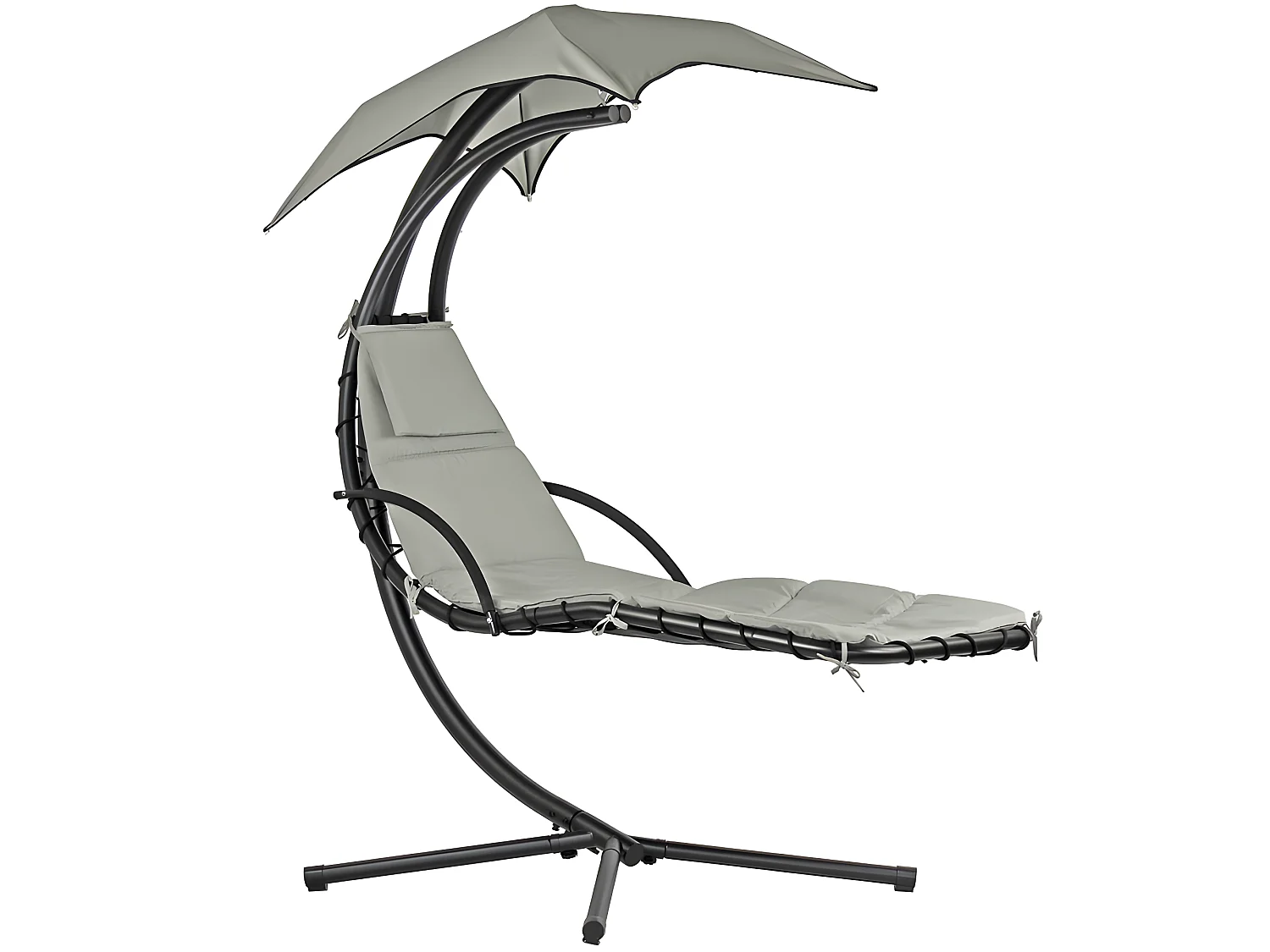 Estosa - Poltrona sospesa a dondolo da giardino con tettuccio panna scuro Telly