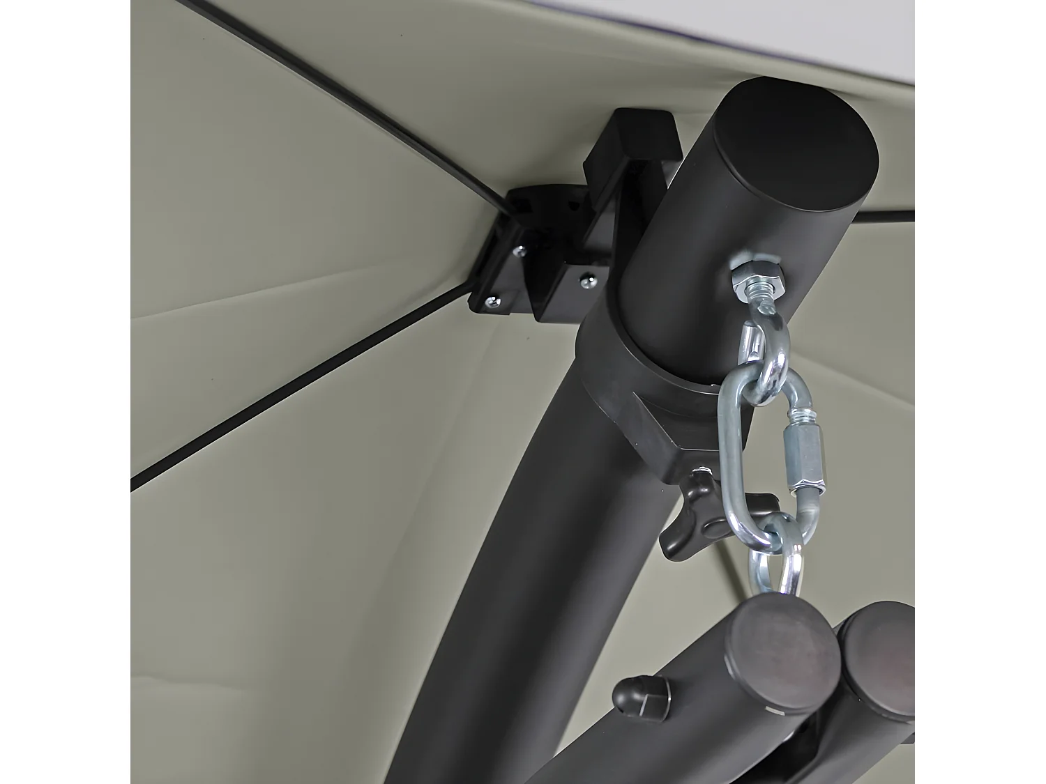 Estosa - Poltrona sospesa a dondolo da giardino con tettuccio panna scuro Telly