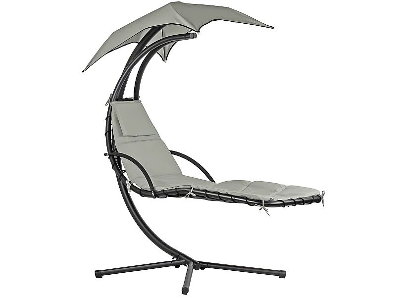 Estosa - Poltrona sospesa a dondolo da giardino con tettuccio panna scuro Telly