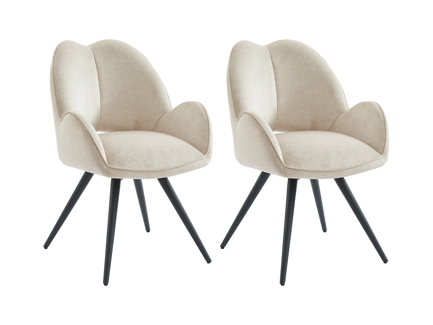 Lote de 2 sillas giratorias con reposabrazos de tela y metal negro - Beige - GULSUN de Maison Céphy