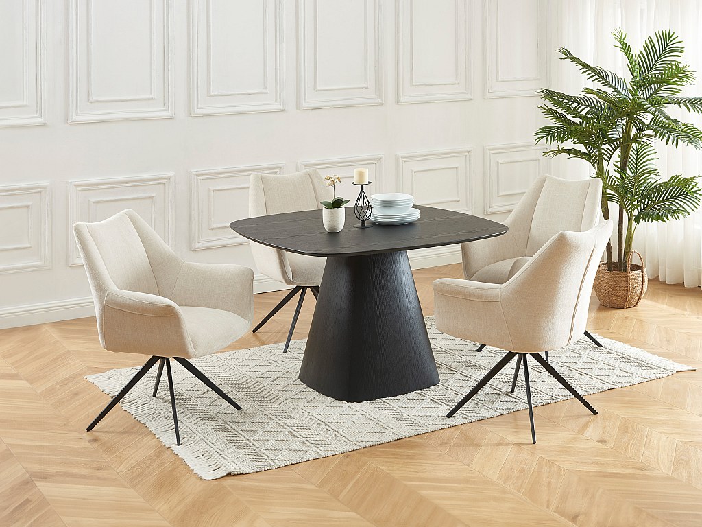 Stuhl mit Armlehnen - Stoff & schwarzes Metall - Beige - KARDESA von Maison Céphy