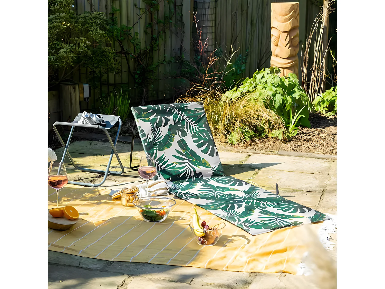 Estosa - Lettino prendisole da spiaggia pieghevole fantasia flower