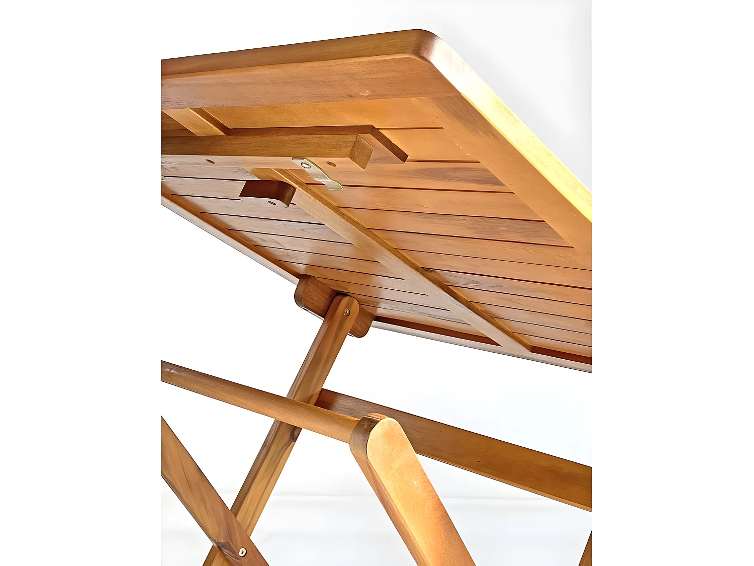 Estosa - Ensemble table et chaises de jardin pliantes en bois avec coussins Genova