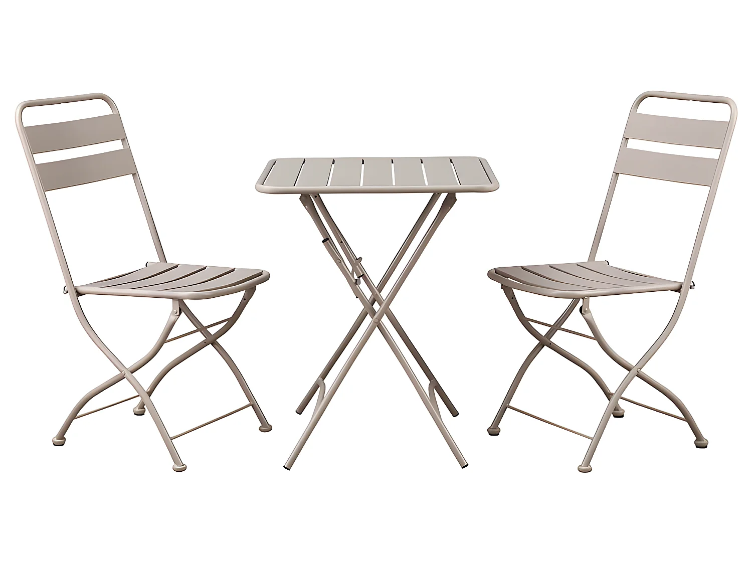 Estosa - Ensemble table et chaises d'extérieur pliantes Mia taupe