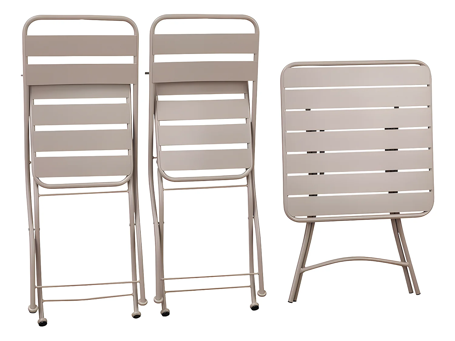 Estosa - Ensemble table et chaises d'extérieur pliantes Mia taupe